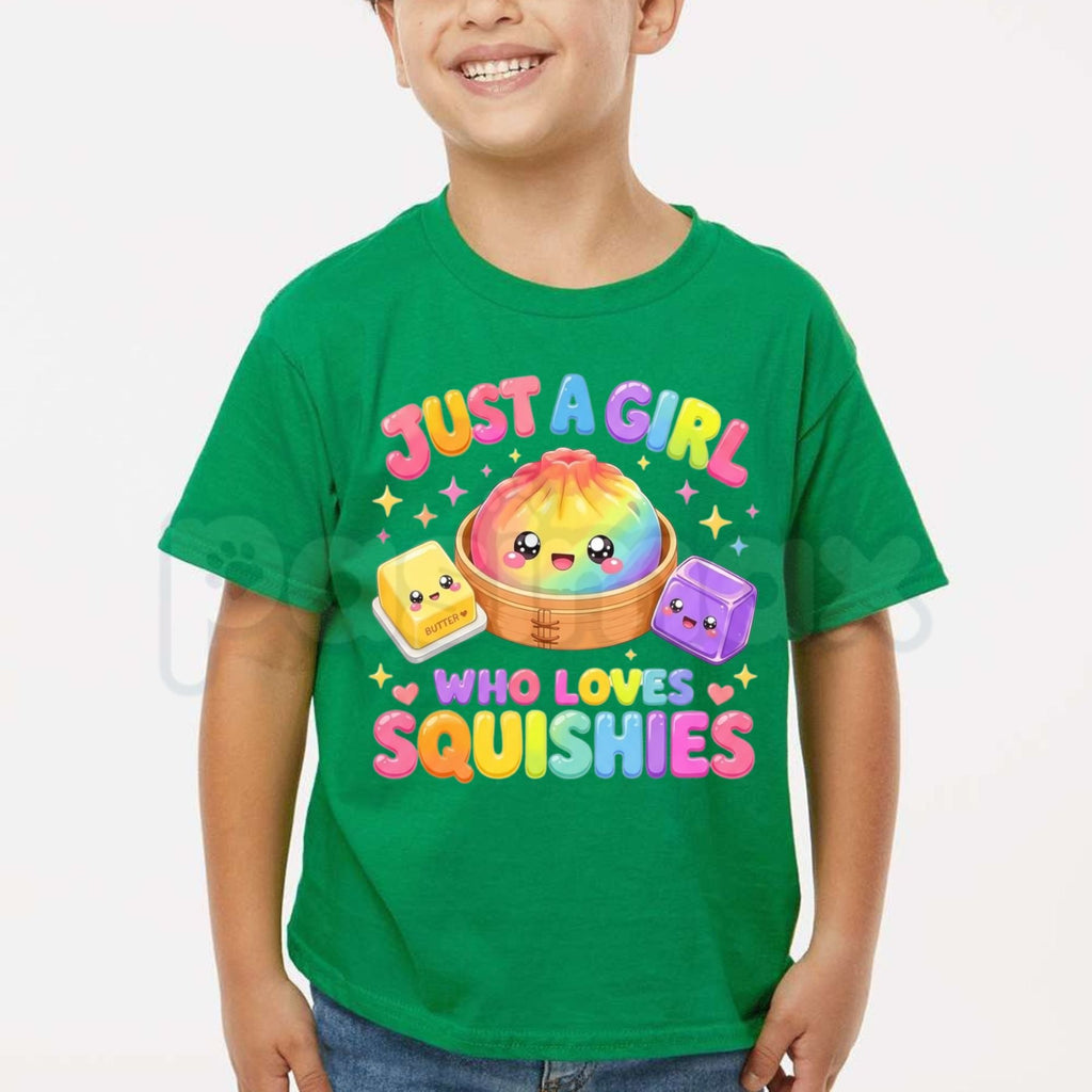 Just A Girl Who Loves Squishies Cute Kawaii Kid T-Shirt – Soft Plush Toy Graphic Tee