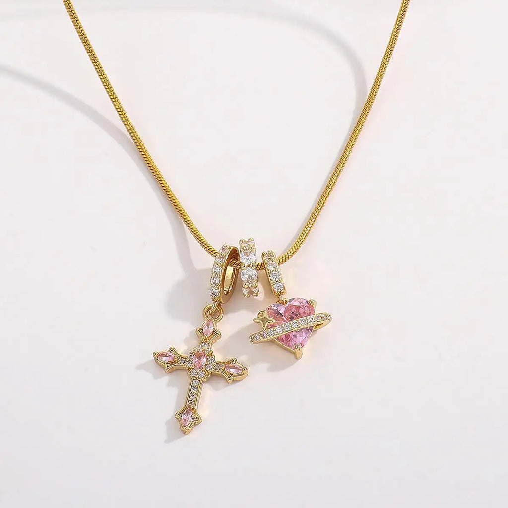 Heart Cross Pendant Necklace