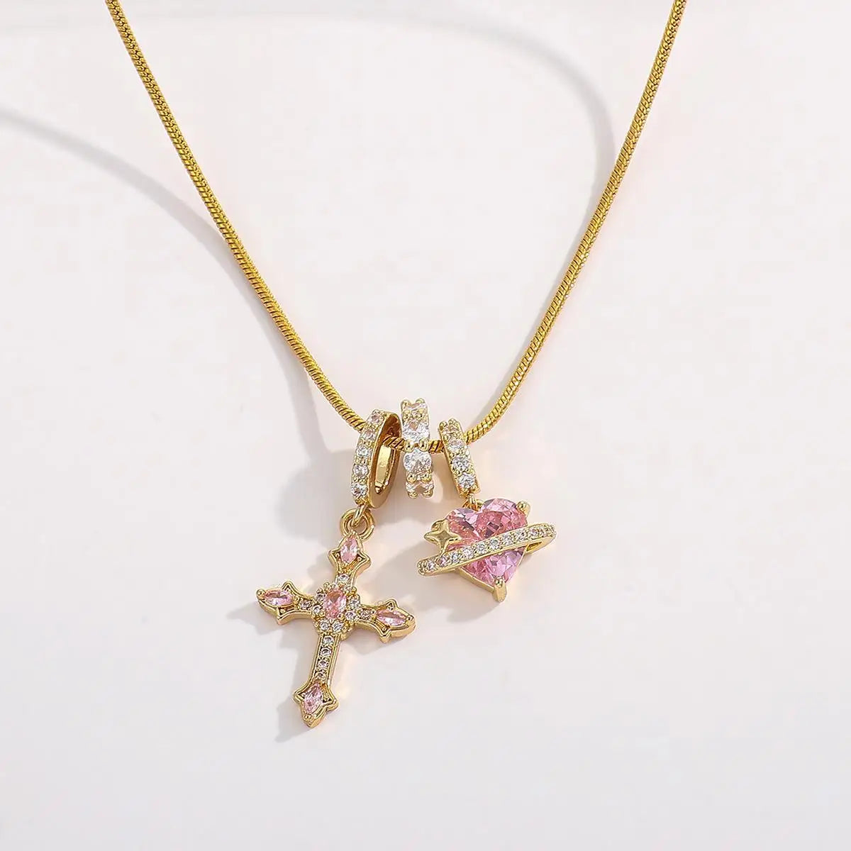 Heart Cross Pendant Necklace