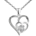 Huitan Sweet Paw Print Shaped Women Pendant Necklace Double Heart for Wedding