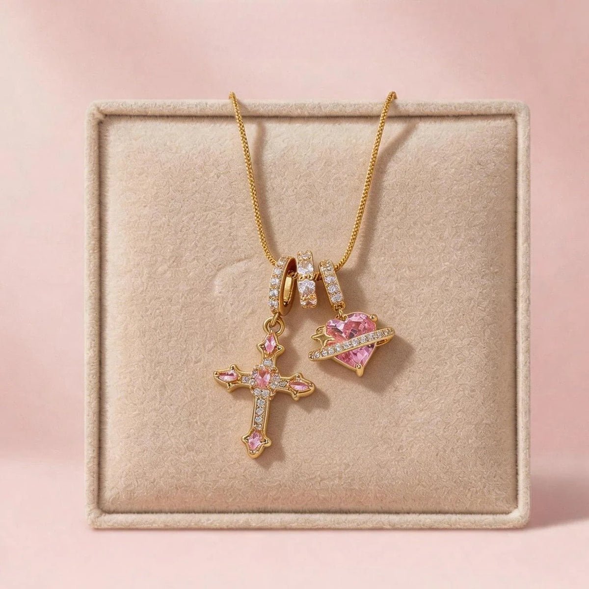 Heart Cross Pendant Necklace