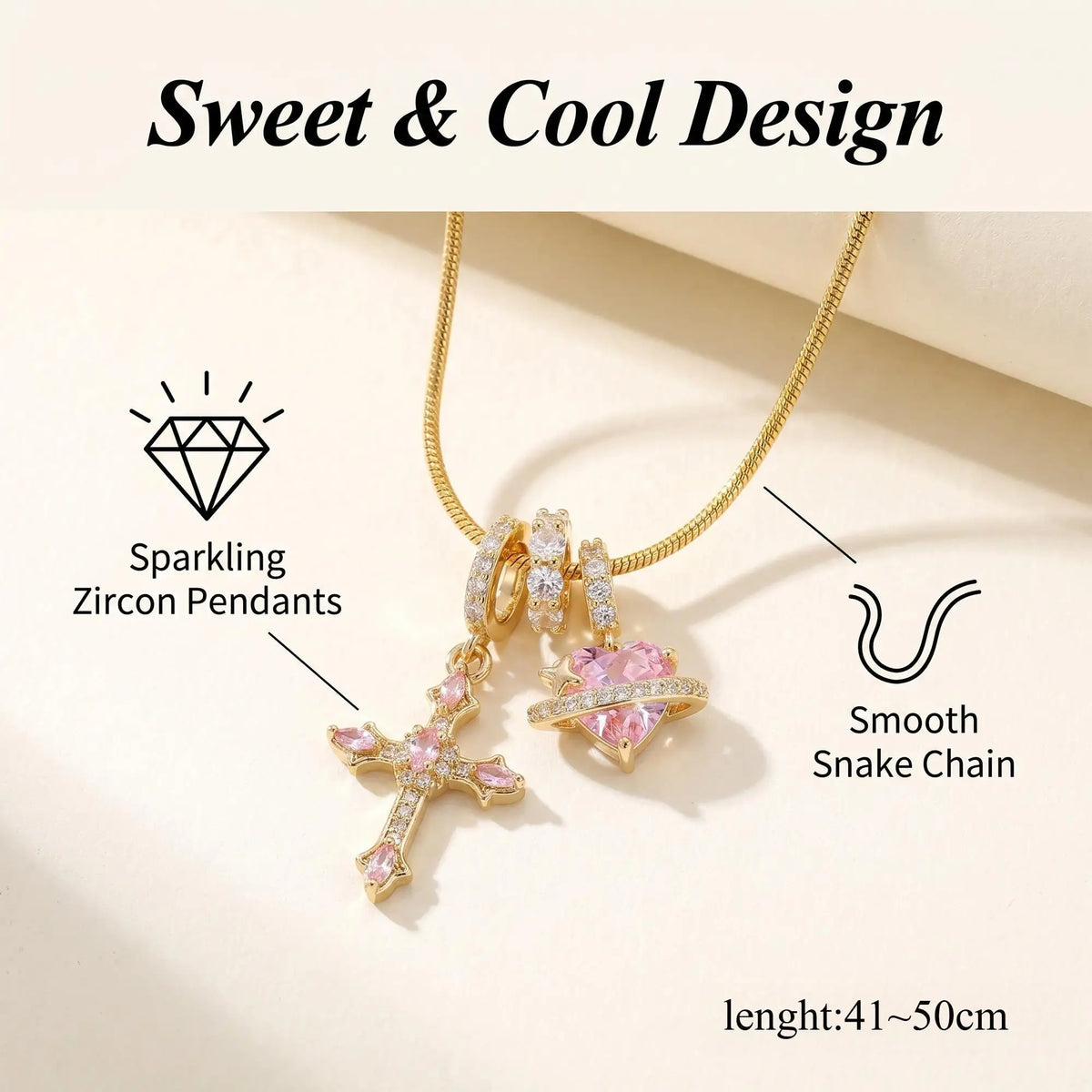 Heart Cross Pendant Necklace