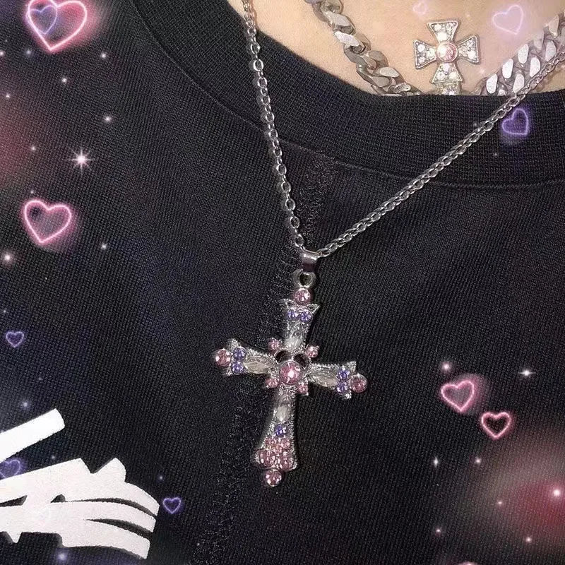 Women Crystal Zircon Cross Pendant Necklace for 2023