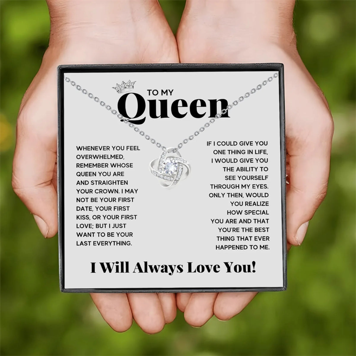 Love Knot Necklace 'To My Queen' for Wife Girlfriend Soulmate