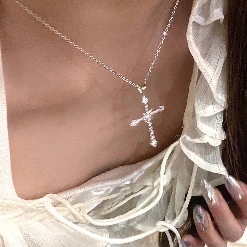 Women Crystal Zircon Cross Pendant Necklace for 2023