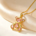 Delicate Pink Zircon Bear Pendant Necklace