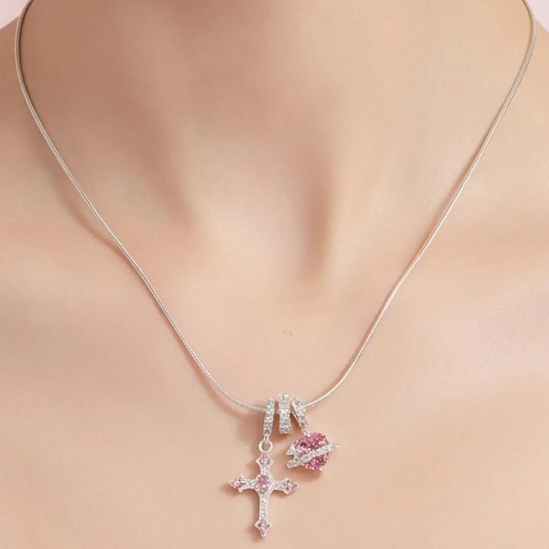 Heart Cross Pendant Necklace
