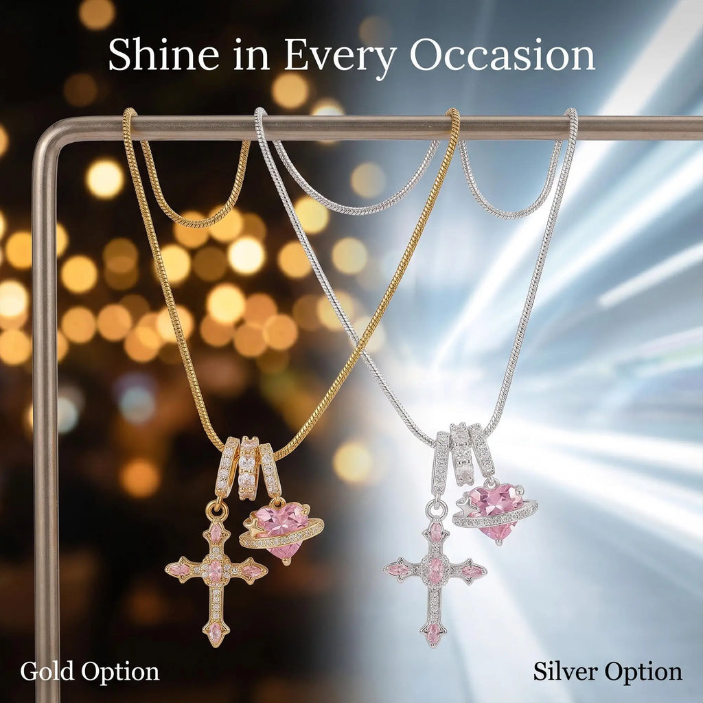 Heart Cross Pendant Necklace