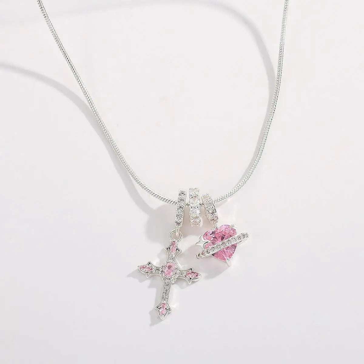 Heart Cross Pendant Necklace