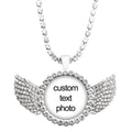 Crystal Angel Wing Personalized Glass Cabochon Pendant Necklace Baby Mom Dad Family Anniversary Gift